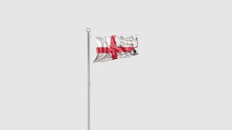 England   Flag Pole  Animation Include Alpha 3D Rendering Video stock 283102286