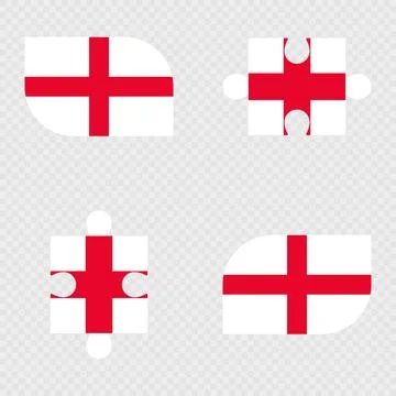 England Flag Rounded Shapes and Puzzle Set. Stock-Illustration