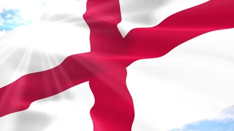 England Flag Seamless Loop 4k 60fps on Sky Background Stock Footage 341559270