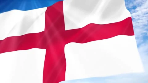 England Flag Seamless Loop 4k 60fps on Sky Background Stock Footage 341672773