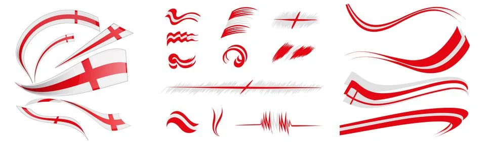 England flag set elements, vector illustration on a white background Ilustração Stock