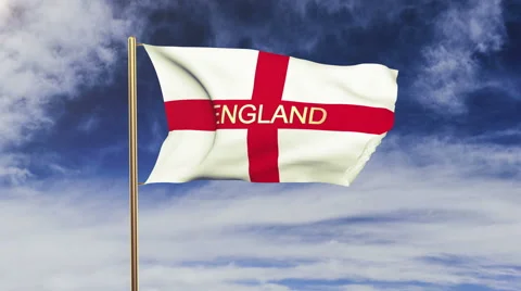 England flag with title waving in the wind. Looping sun rises style.  Animation Stock Footage 47951156