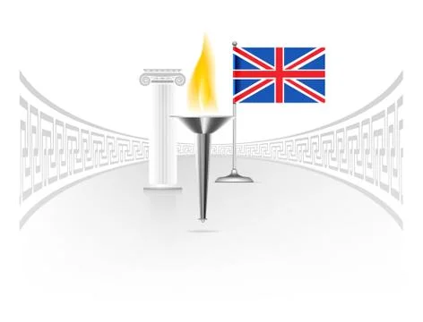 England flag with torch Stock Illustration