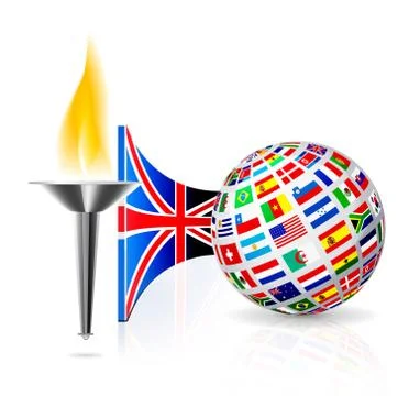 England flag with torch Illustrazione stock