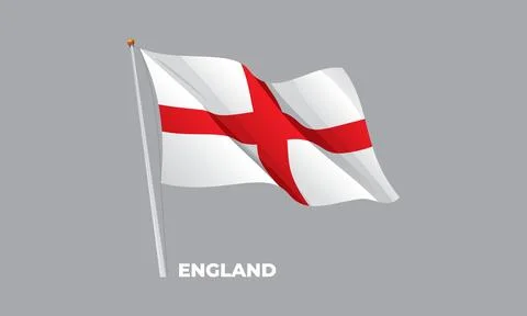 England flag waving at the flagpole. Vector 3D Stock Illustration