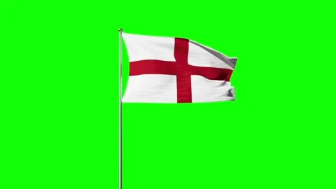 England flag waving on green background, 3D animation Stock Footage 247716538