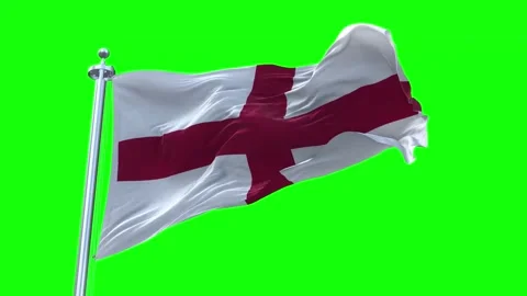 England Flag Waving in Loopable and Textured green screen background Stock Footage 296876634
