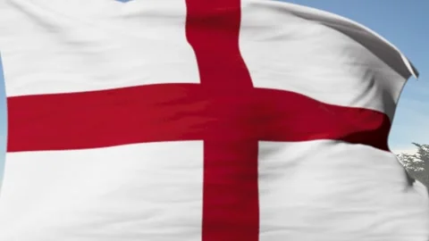 England flag waving on sky background, 3D animation Stock Footage 247716493