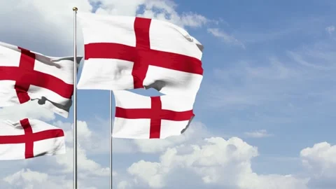 England flag waving on sky background, 3D animation Stock Footage 247716541