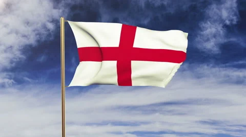 England flag waving in the wind. Looping sun rises style.  Animation loop. Green Stock-Footage 47951055