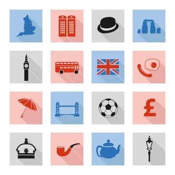 England flat icons Illustrazione stock