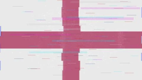 England Glitch Flag Vector - RGB Split Digital Video Frame Design Illustrazione stock