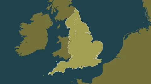 England - Great Britain map - solid. Regions. Pattern. Labels Stock Footage 322907290