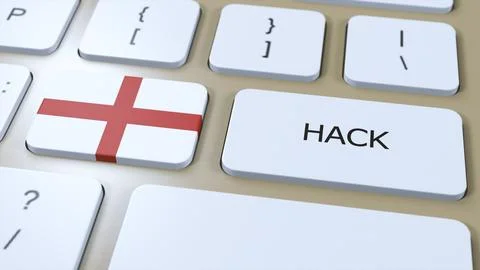 England Hack of Country or Hacker Attack 3D Illustration. Country National Flag Stock Illustration