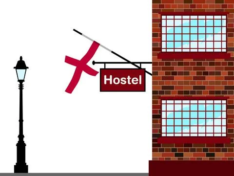 England Hostels Vector Illustration Stock Illustration