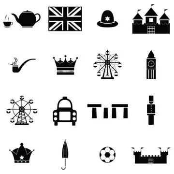 England icon set Stock Illustration