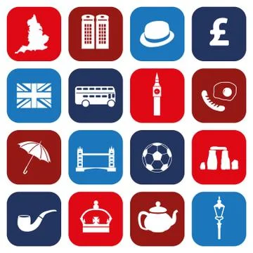 England icons Stock Illustration