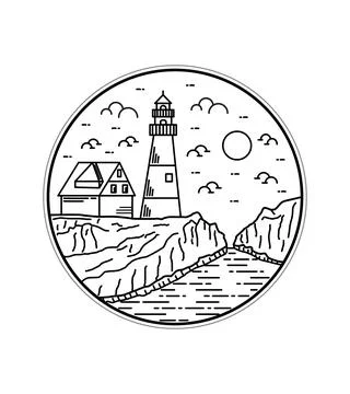 England lighthouse vector design on sea cliff Stock Illustration