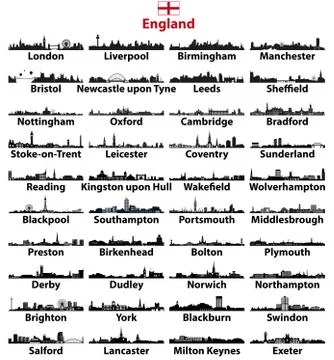 England major cities skylines vector collection Stock Illustration