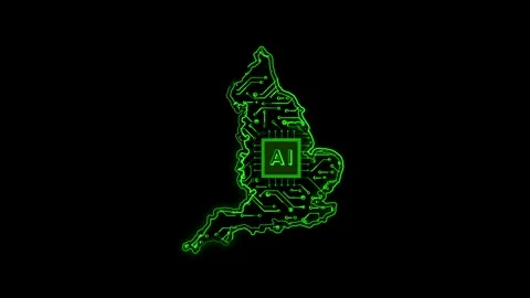 England Map AI Chipset Technology Opener 動画素材 337055278