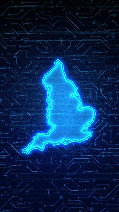 England Map Digital Technology Opener Stock Footage 336311688