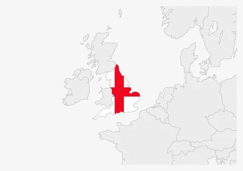 England map highlighted in England flag colors Stock Illustration