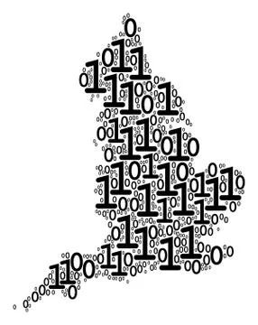 England Map Mosaic of Binary Digits 스톡 일러스트