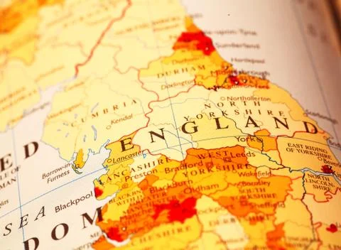 England on map Stock Photos