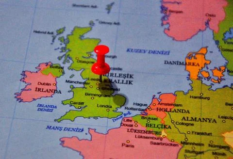 England map with red pin on the map. United Kingdom Map. Stock Photos