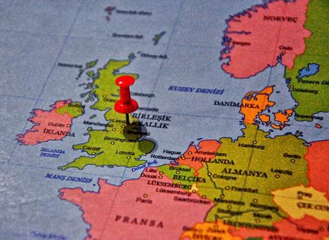 England map with red pin on the map. United Kingdom Map. Stock Photos