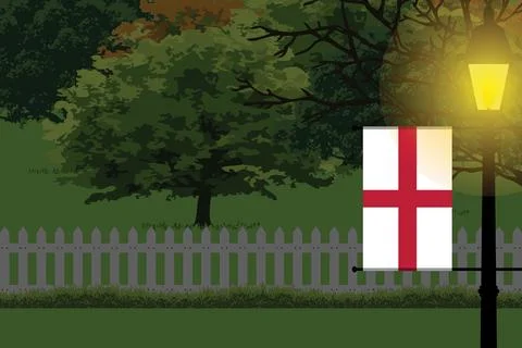 England Night Trees Lamp Vector Illustration Stock Illustration