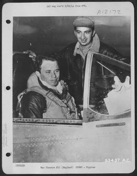 ENGLAND-Preparing to take off on the first 8th AAF Fighter Command Shuttle... Stock Photos