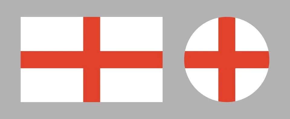 England round, rectangular Flag. Set of National England rectangle, circle flag Stock Illustration