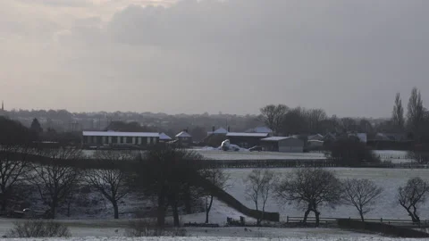 England rural landscape in winter snow and farm fields  UK 4K Video stock 232871753