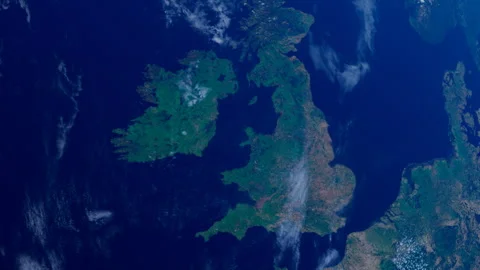 England from Space. UK View from Space Orbit. Blue Planet Earth. Globe Stock Footage 319861182