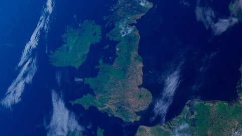 England from Space. UK View from Space Orbit. Blue Planet Earth. Globe Stock Footage 319900612
