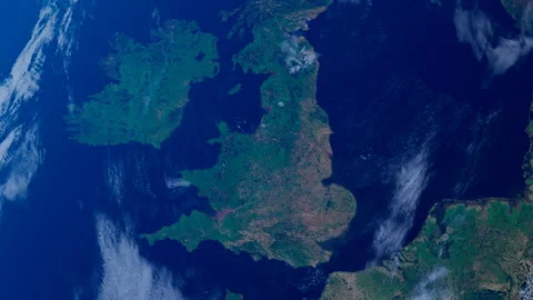 England from Space. UK View from Space Orbit. Blue Planet Earth. Globe Stock Footage 319907975