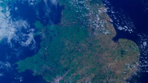 England from Space. UK View from Space Orbit. Blue Planet Earth. Globe Stock Footage 319959361