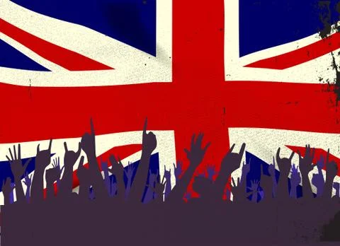 England State Flag with Audience Stock Illustration