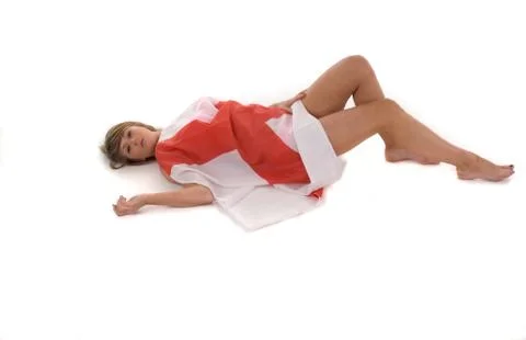 England Supporter Lying Down Foto stock