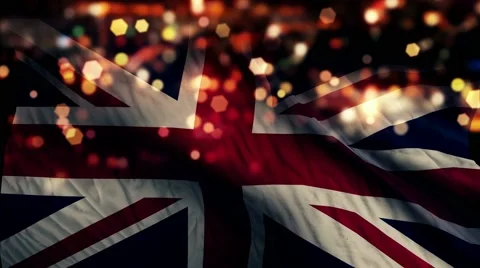 England UK Flag Light Night Bokeh Abstract Loop Animation 4K Stock Footage 47577074