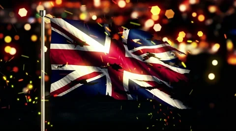 England UK Flag Torn Burned War Freedom Loop Animation - 4K UHD Stock Footage 41617964