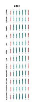 English 2026 Vertical Linear Grid Creative Studio Project Grid Calendar Ann.. Stock Illustration