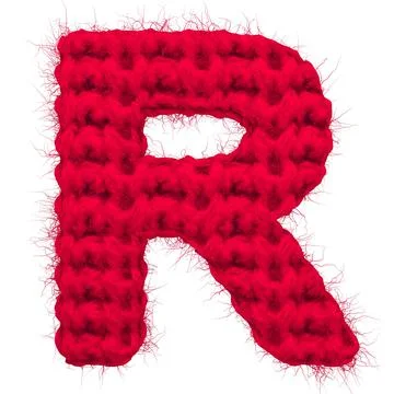 English 3d rendering alphabet wool knitted isolated. Great for warm christmas Stock Illustration