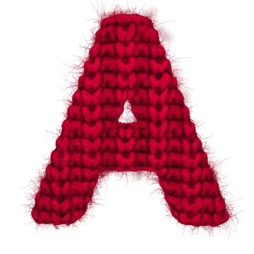 English 3d rendering alphabet wool knitted isolated. Great for warm christmas Stock Illustration