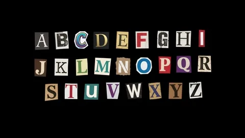English Alphabet Animated in Ransom Note Style, Vintage Cut Out Paper Letters Vídeo Stock 334894341