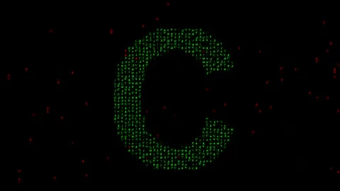 English alphabet C with matrix code on p... | Stock Video | Pond5