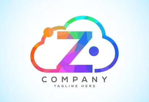English alphabet with the cloud. Cloud computing service logo. Cloud techno.. Stock Illustration