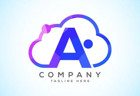 English alphabet with the cloud. Cloud computing service logo. Cloud techno.. 스톡 일러스트