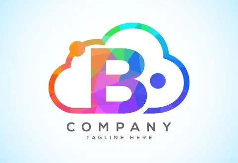 English alphabet with the cloud. Cloud computing service logo. Cloud techno.. Stock Illustration